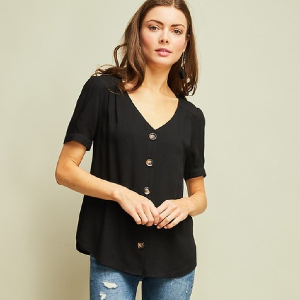 Black Button Top